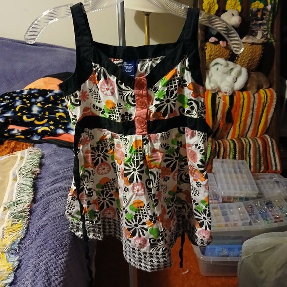 Basic Editions Girls 14/16 Pink/Black/Green Sleeveless Dress - Picture 8 of 8